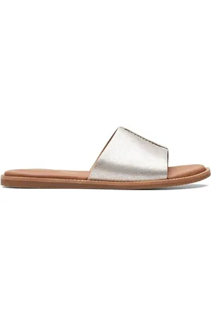 Clarks Damskie sandały Karsea Mule Slide, srebrny metalik, 38 EU, , 38 EU