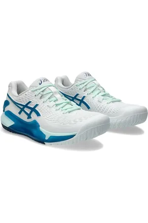Asics Damskie trampki Gel-Resolution 9, White Teal Blue, 39,5 EU, , 39.5 EU