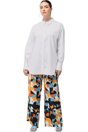 Ulla Popken Damska bluzka z kołnierzem oversize, śnieżnobiała, normalna, , 50-52