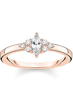 Thomas Sabo Pierścionek vintage z białymi kamieniami, srebro platerowane różowym złotem TR2325-416-14-48