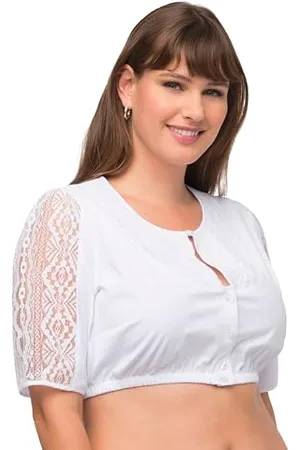 Ulla Popken Damska bluzka Dirndl z koronką, , 48