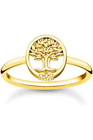 Thomas Sabo Pierścionek Drzewo Miłości z kamieniami srebrny pozłacany TR2375-414-14-50