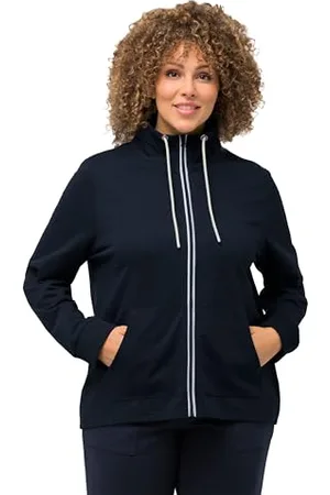 Ulla Popken Damska bluza ze stójką, kieszenie typu kangur, bluza, , 54-56