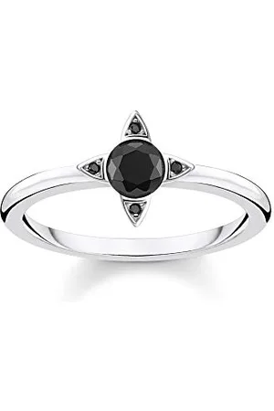 Thomas Sabo TR2268-643-11-56 pierścionek damski, czarne kamienie, srebro wysokiej próby 925, TR2268-643-11-56