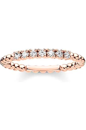 Thomas Sabo Kulki pierścionkowe z białymi kamieniami, srebro platerowane różowym złotem TR2323-416-14-50