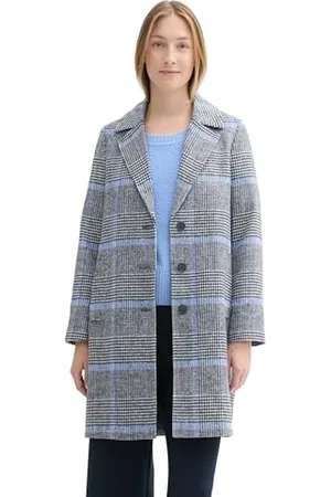 TOM TAILOR Damski płaszcz 1043673, 36217-Navy Blue Check, 3XL, , 3XL