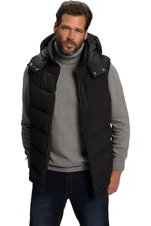 JP 1880 Męski watowanie DownTouch, pikowana kamizelka z kapturem, czarna, 3XL