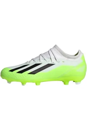 adidas Uniseks - dzieci X Crazyfast.3 Firm Ground Boots, Cloud White/Core Black/Lucid Lemon, 28 EU