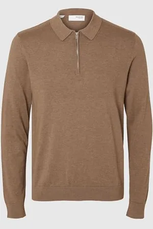 SELECTED SELETED HOMME SLHBERG LS koszulka polo z zamkiem do połowy nogawki, , L