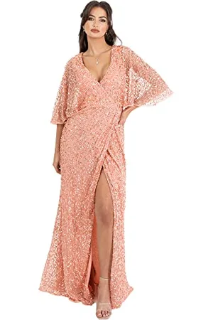 Maya Deluxe Damska sukienka maxi z cekinami, ozdobiona cekinami, linia A, dla gości weselnych, druhny, na wieczór, bal absolwentów, , 36