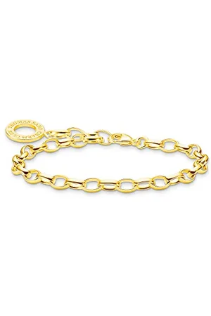 Thomas Sabo Damen Charm-Armband klassisch vergoldet, 925 Sterlingsilber mit 750er Gelbgold-Vergoldung, Länge: 19,5 cm, X0031-413-39-L19,5