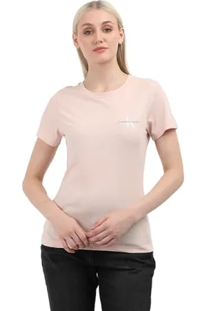 Calvin Klein Jeans Damska koszulka MONOLOGO Slim J20J219734, S/S, różowa, XL, Różowy (Brzoskwiniowy Bicz/Jasny Biały), XL