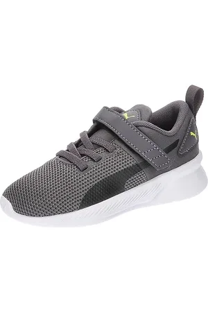 PUMA Unisex Baby Flyer Runner V Inf Sneaker, Dark Coal Black Lime Smash, 24 EU