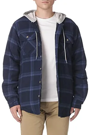 Wrangler Męska pikowana flanelowa koszula z długim rękawem i kapturem, 3XL