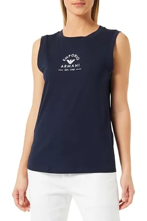 Emporio Armani Damska kultowa bawełniana koszulka bez rękawów Logoband, , XS