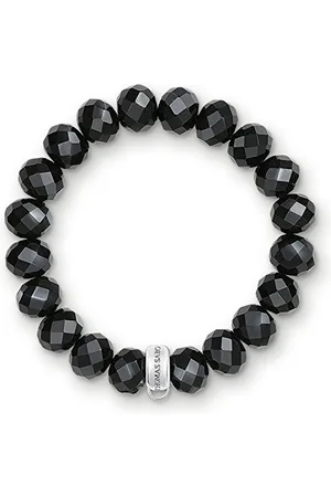Thomas Sabo Bransoletka Damska Charm Club 925 Srebro Wysokiej Próby Nylon Obsydian Długość 19 cm X0035-023-11-XL