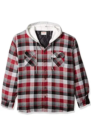 Wrangler Męska kurtka flanelowa z długim rękawem, koszula z kapturem, , S