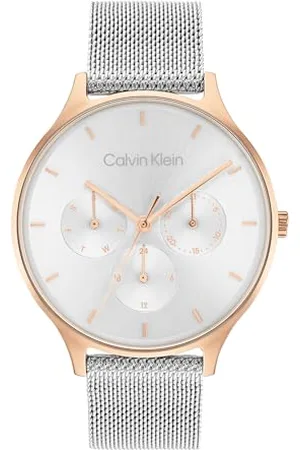 Calvin Klein Multi cyferblat kwarcowy zegarek damski z bransoletką z siatki ze stali nierdzewnej, , bransoletka