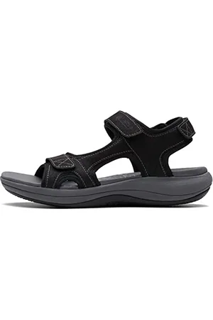 Clarks Damskie sandały Mira Bay, brązowe, 37,5 EU, tekstylny czarny, 37.5 EU