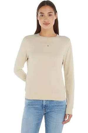 Tommy Hilfiger Damska bluza TJW REG LINEAR CREW EXT DW0DW17323, beżowa (gazeta), M, , M