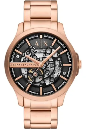 Armani Exchange Męski analogowy zegarek automatyczny z paskiem ze stali nierdzewnej AX2456, Złoty, bransoletka
