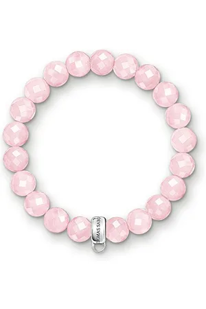 Thomas Sabo X0191-034-9 Bransoletka Damska Obsydian Perły 925 Srebro Szkło, Różowa, 17,5