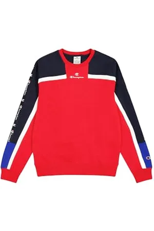 Champion Legacy Retro Sport (220332) - Soft Compact Poly Fleece Taped Crewneck Bluza, Vermiglion/Granatowy (CRD/NNY/Wht), XL Mężczyźni FW24, , XL