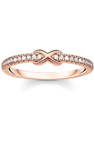 Thomas Sabo Pierścionek Nieskończoność z białymi kamieniami, srebro platerowane różowym złotem TR2322-416-14-52