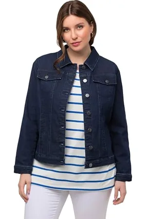 Ulla Popken Damska kurtka dżinsowa plus size Curvy 816319, , 56 wąska talia