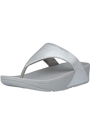 FitFlop Damskie sandały LULU TOE POST - skórzane sandały z podnóżkiem, srebrne, 39 EU, , 39 EU