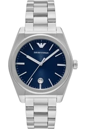 Emporio Armani AR11620 męski analogowy zegarek kwarcowy z paskiem ze stali nierdzewnej, Srebrny