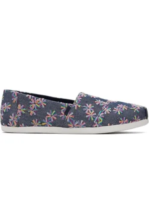 TOMS Damskie mokasyny Alpargata CloudBound płaskie, granatowe, haftowane kwiatowe, 38 EU, , 38 EU