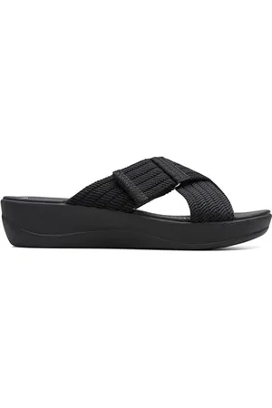 Clarks Damskie sandały Arla Wave Slide w kolorze czarnym, tekstylne, 39 EU, , 39.5 EU