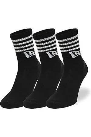 New Era Unisex Stripe Crew Skarpety, czarne, 39-42