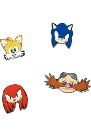 Grupo Erik Set Of 4 Pins - Sonic The Hedgehog, Knuckles the Echidna, Tails Miles Prower, Doctor Eggman | Enamel Pins, Cute Pin Badges | Sonic The Hedgehog Gifts