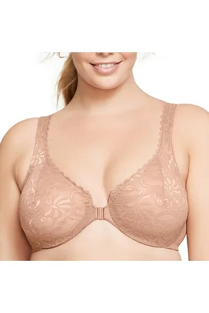Glamorise Damskie Plus Size Wonderwire Koronka Front-Closure Fiszbiny #9245, , 65F