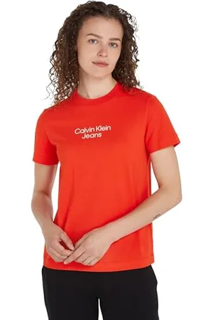 Calvin Klein Jeans Damska koszulka z krótkim rękawem i okrągłym dekoltem, , XXS
