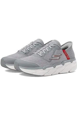 Skechers Męskie buty Max Cushioning Slip-ins-Athletic Workout Running Walking Shoes with Memory Foam Sneaker, szaro-czerwony, 44 EU