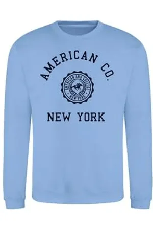 American College Bluza Sweter z nadrukiem Ciepłe ubrania Unisex Dzieci Chłopcy i Dziewczęta Casual Model ACSCRW4 Sky Blue 14 LAT, , 14 lat