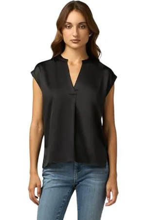 Oltre : T-shirt z bimateriałów z dekoltem w serek biały Autum Winter 24, , L