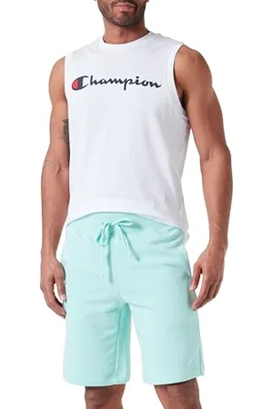Champion Legacy Ikony Tonal Logo Pants - C-Logo Spring Terry Bermudy Spodenki, Niebieski Pastel, XXL Męskie SS24, , XXL