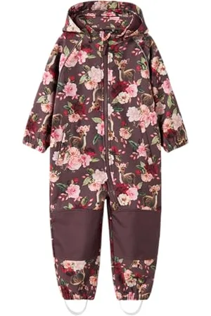 NAME IT Dziewczęcy kombinezon przeciwdeszczowy Nmfalfa08 Softshell Suit Aop1 Fo Noos, fioletowy, 80, , 80