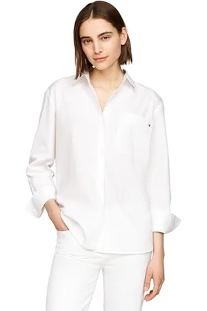 Tommy Hilfiger Damska koszulka Essential Cotton Easy FIT WW0WW41410 L/S Shirt, Th Optic White, 38, , 64