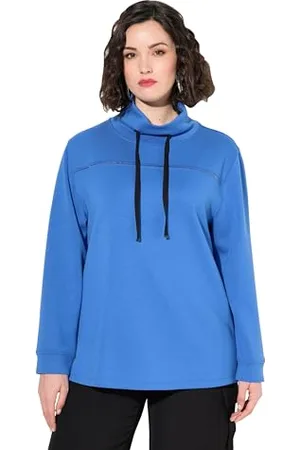 Ulla Popken Bluza damska, duże rozmiary, duże rozmiary, plus size, kamienie ozdobne, klasyczna, stójka, rękaw 3/4, , 58-60