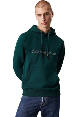 Calvin Klein Jeans Męska bluza z kapturem SEASONAL MONOLOGO REGULAR J30J320805, bluza z kapturem, zielona, XS, , XS