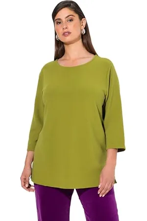 Ulla Popken Bluza damska, duże rozmiary, duże rozmiary, duże rozmiary, poprzeczne prążki, okrągły dekolt, rękaw 3/4, , 46-48