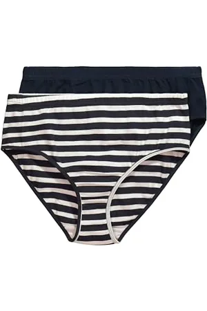 Ulla Popken Damskie duże rozmiary, duże rozmiary, duże rozmiary, slipy, 2 sztuki, jednokolorowe/w paski, bawełna ekologiczna, , 42-44