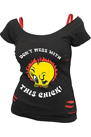 Spiral Looney Tunes - Tweety - Tough Chick - 2 w 1 Red Ripped Top , , XXL
