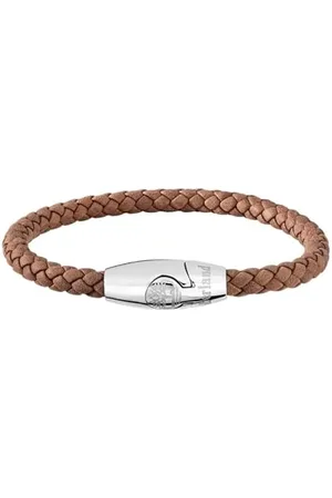 Timberland BACARI Herren Armband aus Edelstahl Silber und Leder Braun, Länge: 20 cm, TDAGB0001703
