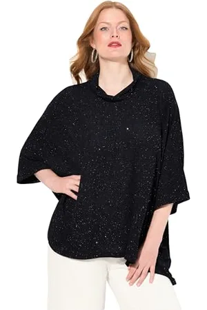 Ulla Popken Damska koszulka duże rozmiary, plus size, efekt brokatu, oversize, golf, pół rękawów, , 50-56